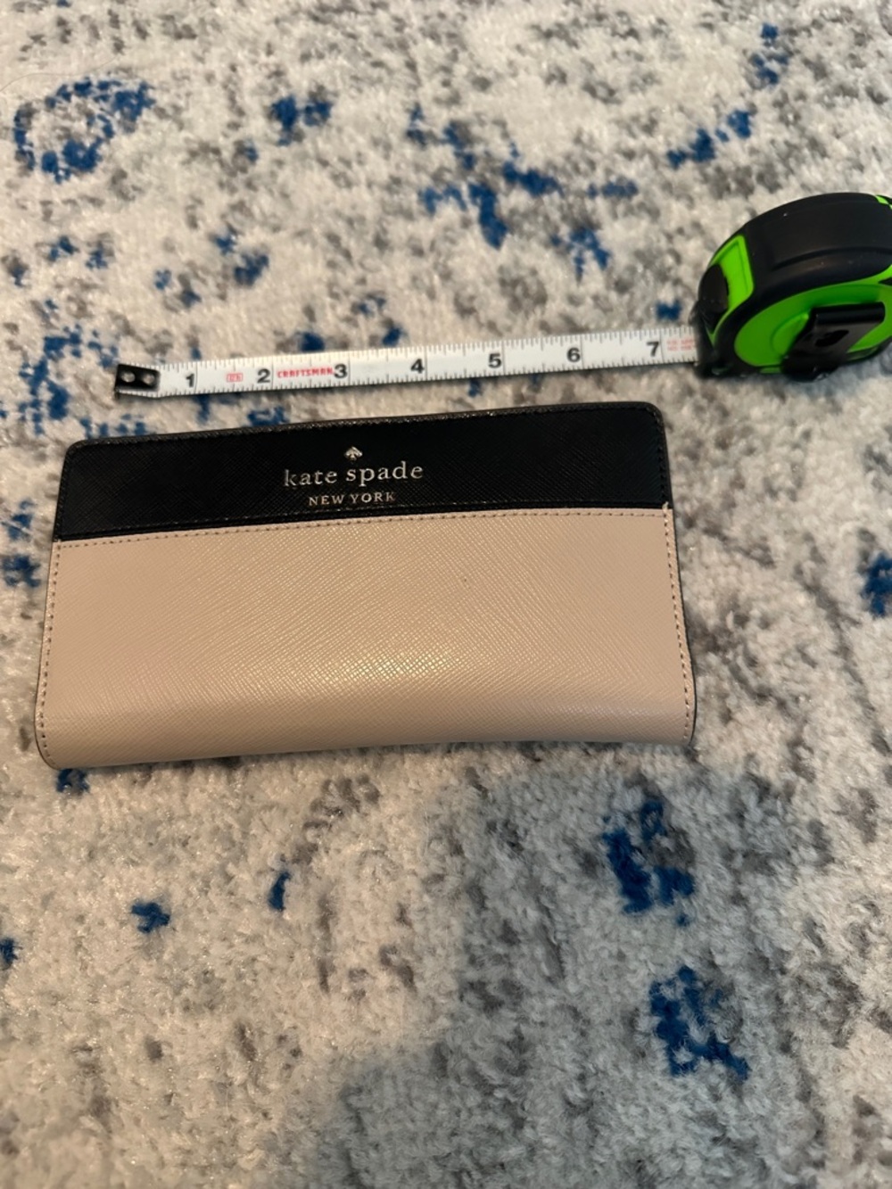 kate spade Two-Tone Black and Beige Leather Zip Wallet
